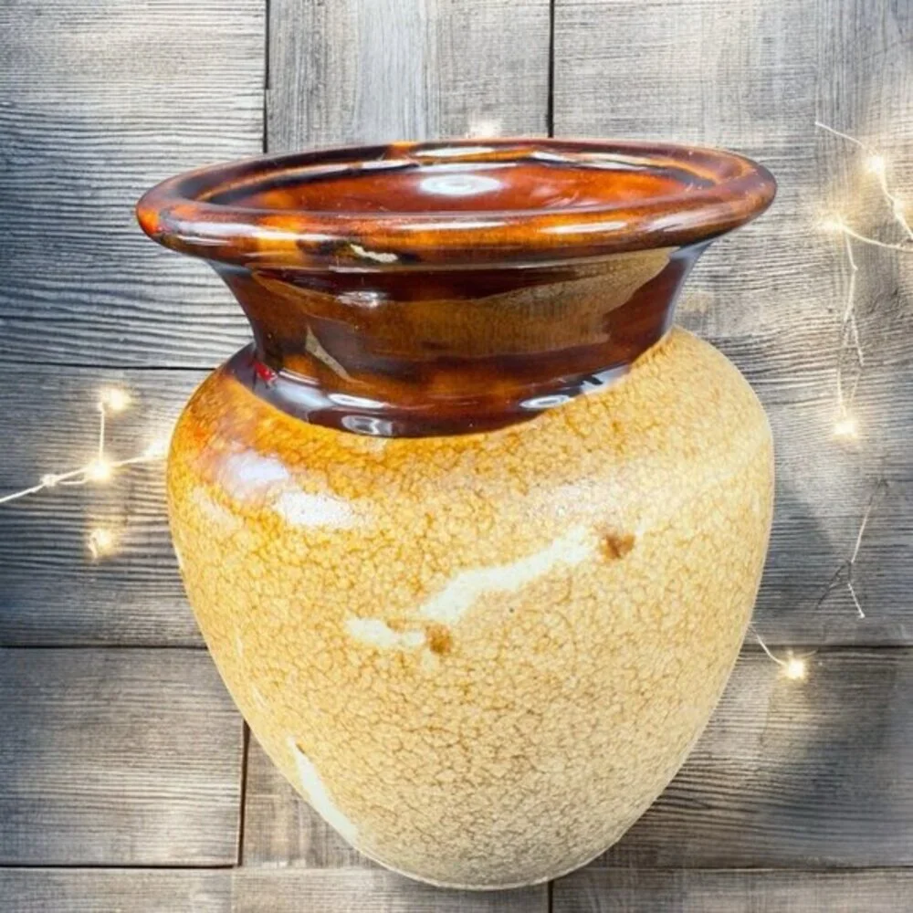 Royal Haeger Brown Earth Glaze Ceramic Vase Vessel Drip Glaze Signed Pottery VTG